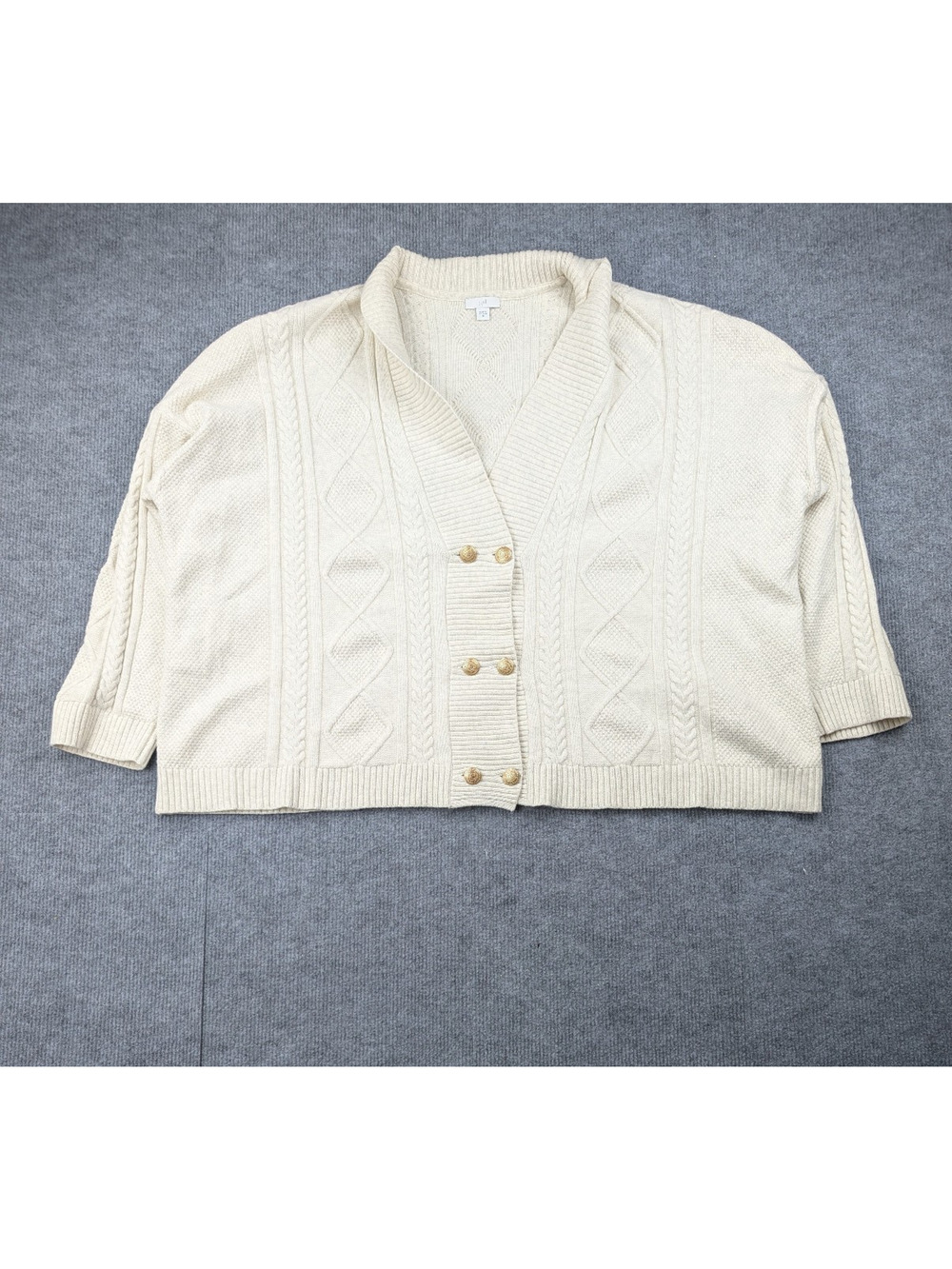 J Jill Cable Knit Sweater Womens 4X Cream Quiet Luxury Minimal Cozy Capsule